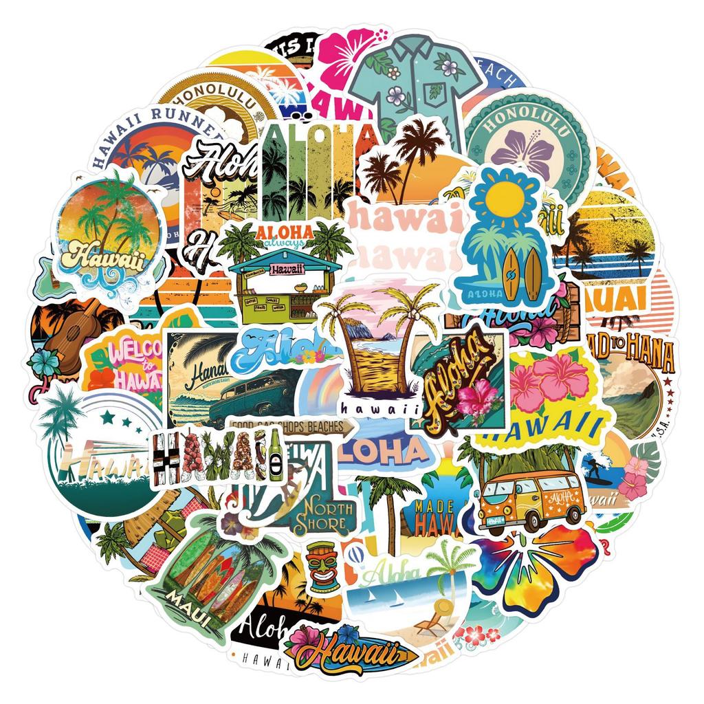 55 New Hawaiian Graffiti Stickers Decorative Scooter Computer Guitar Account Stickers