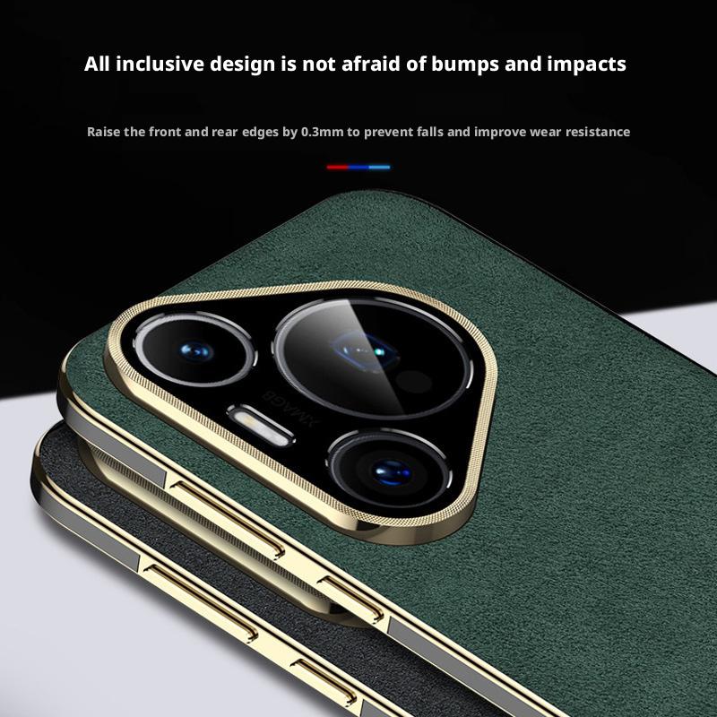 Luxury Premium Genuine Leather Phone Case For Huawei Pura 80 70 Pro Pro+ Ultra Lens Protector Bracket Full Protection Cover