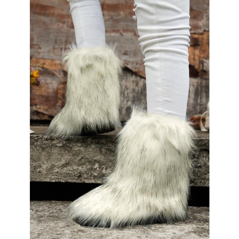 Long boots children's winter warm thick-soled fluffy boots medium tube personality fashion color snow boots