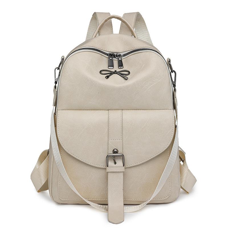 Contrast Color Stitching Women's Bow Backpack Vintage Commuter PU Backpack