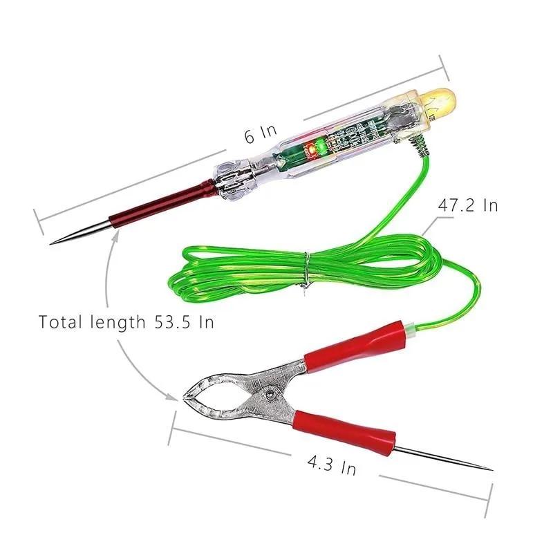 

1pc Automotive LED Circuit Tester 6-24V Test Light with Dual Probes 47 Inch Antifreeze Wire Alligator Clip for Testing Red