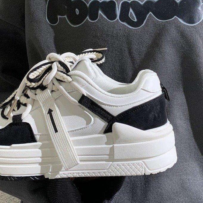 Trendy korejský styl Studentské Colorblock Board Boty jaro Nová platforma Platforma Ležérní boty Výška Rostoucí Ležérní Bílé boty pro ženy