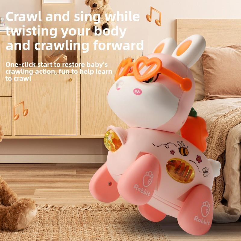 Cute and fun electric toys,crawling light and music,adorable rabbit baby toys, early education intelligence toys, baby toy gifts