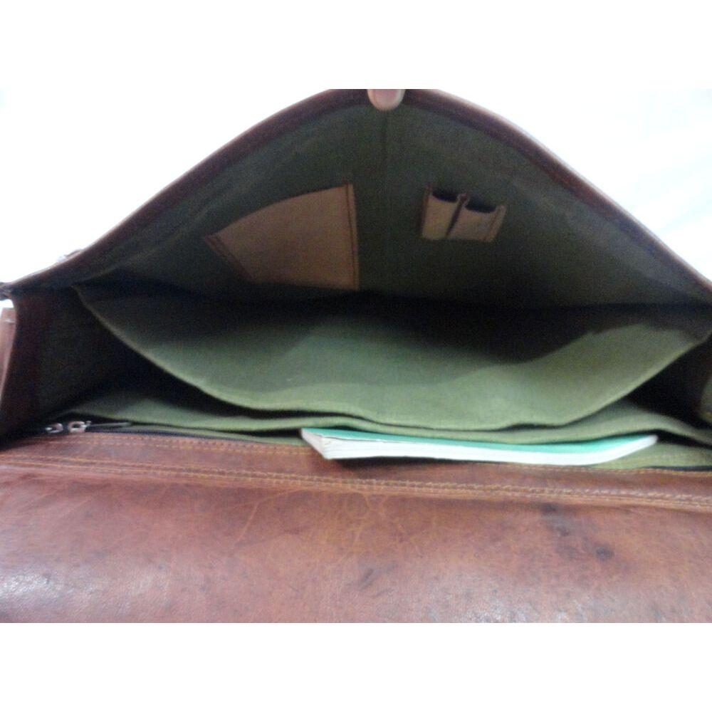 17 In Vintage Leather Briefcase Office Messenger Bag Satchel Laptop Shoulder Bag