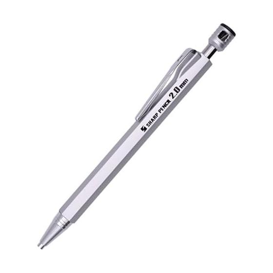 Shokodo Genbu Architectural Mechanical Pencil, Short Barrel, with Lead Sharpener, Clay Lead, 2mm, 2H, Black
