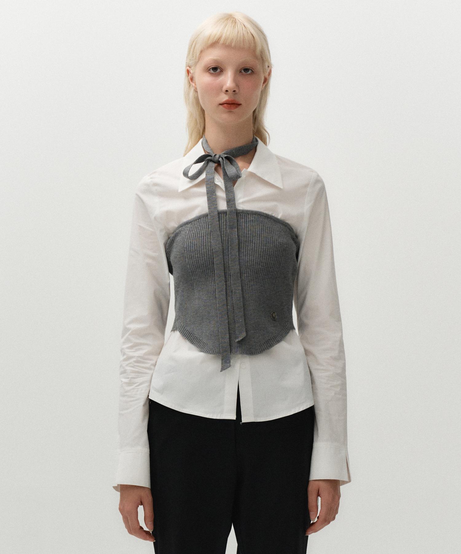 Midnight Move Scarf Top Knit [Grey] Grey