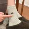 Haute Couture Fluweel Eier Gevlekt Knop Wol Sokken Middellange Sokken Effen Kleur Verdikt Warm Veelzijdig Stapelen Sokken