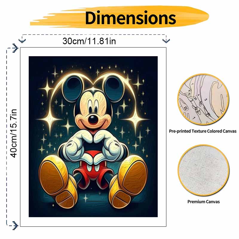 Disney Mickey Mouse Heart Oil Painting Kit Home Bedroom Wall Decor Handmade Gift Art Painting Craft DIY Personalized Creative Decor