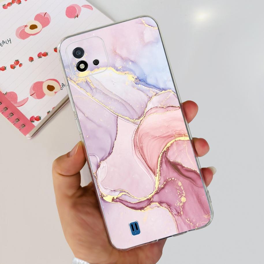 For Cover Realme C11 2021 Case Fashion Marble Love Heart Silicone Soft TPU Phone Back Cover For Realme C11 RMX2185 C20 C20A Capa
