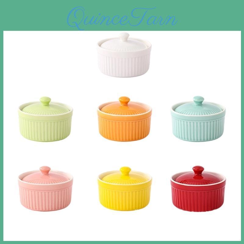 Ceramic Casserole Dish With Small Lid Porcelain Ramekin Perfect For Individual Servings Of Soup Puddings Or Baby Food