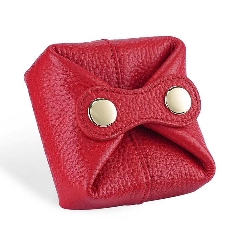 Urocza japońska i koreańska mini portmonetka ze skóry bydlęcej na monety, słuchawki, szminkę i klucze