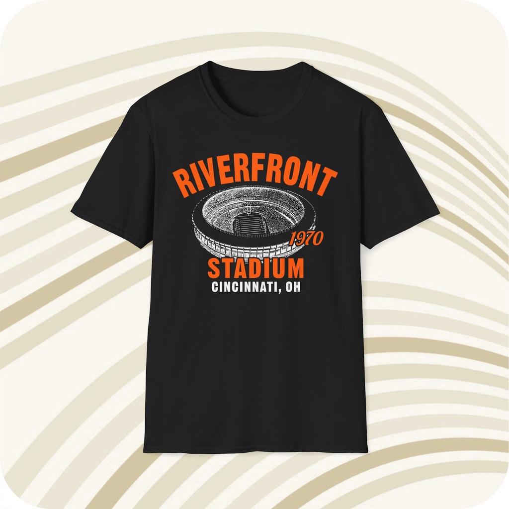 Riverfront Stadium 1970 Classic Cut Football T shirt - Cincinnati Bengals