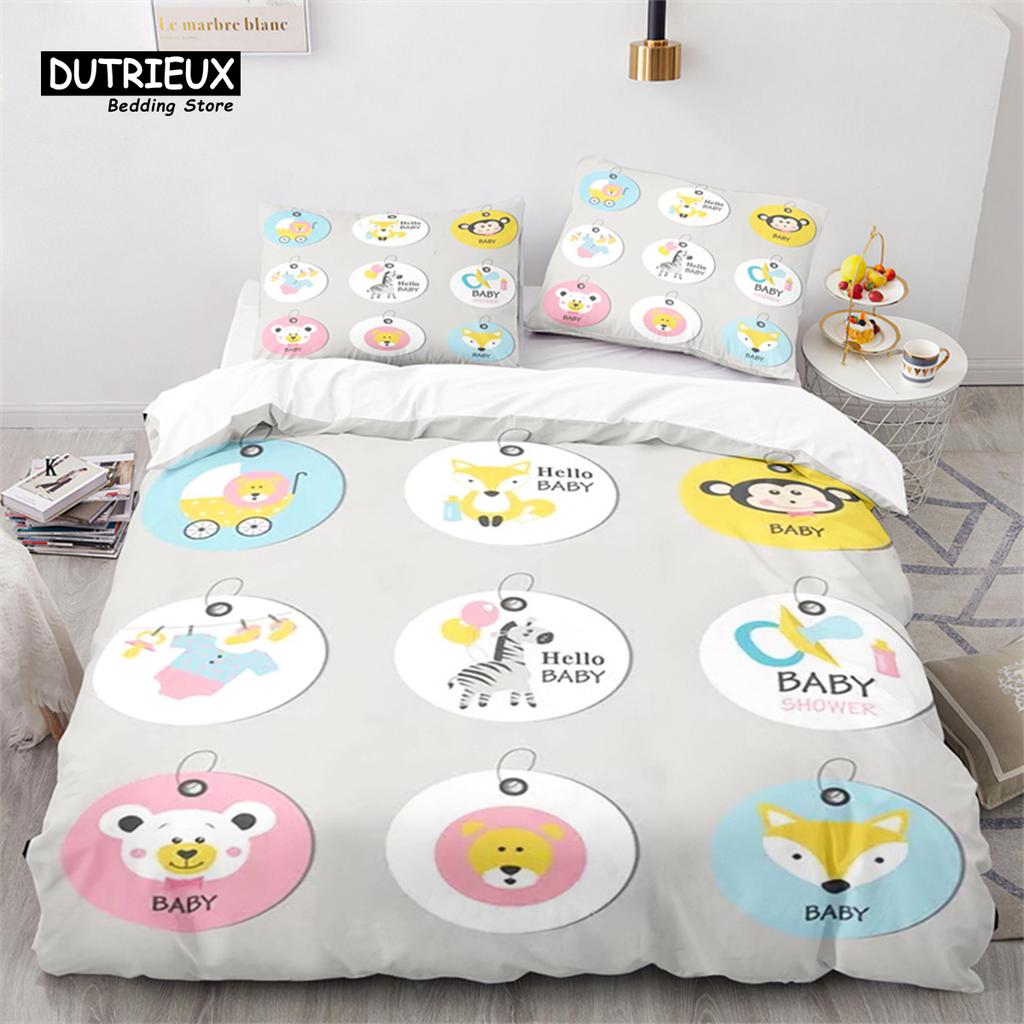 Cartoon Animal Duvet Cover King Twin For Kids Girls Boy Teen Kawaii Dinosaur Dog Comforter Cover Microfiber 3D Print Bedding Set