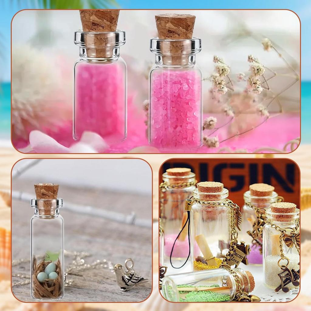 20 Pcs Small Glass Bottles with Cork, 2ml Small Tiny Glass Jars with Lids, Transparent Empty Mini Glass Bottles Spell Jars Glass Bottle