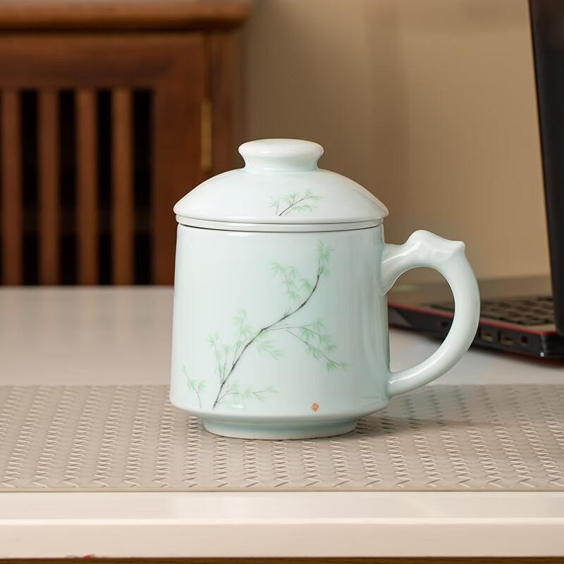 Changnan Jingdezhen Ceramic Tea Cup with Separate Infuser Lid, Business Meeting Cup for Office Use, Customizable with Logo Engraving