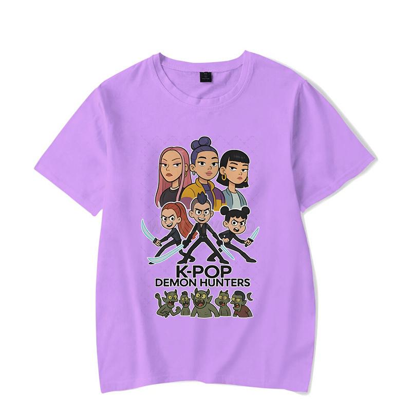 Women Crewneck Tshirt KPop Demon Hunters Graphic Rumi Tees Men Women Korean Anime Y2K Tops Funny KPop Demon Hunters Tshirts