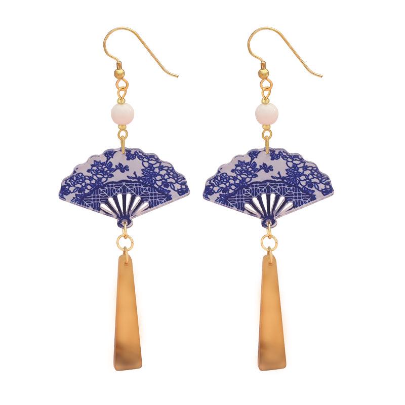 Elegant Chinese Style Qipao Fan Tassel Earrings
