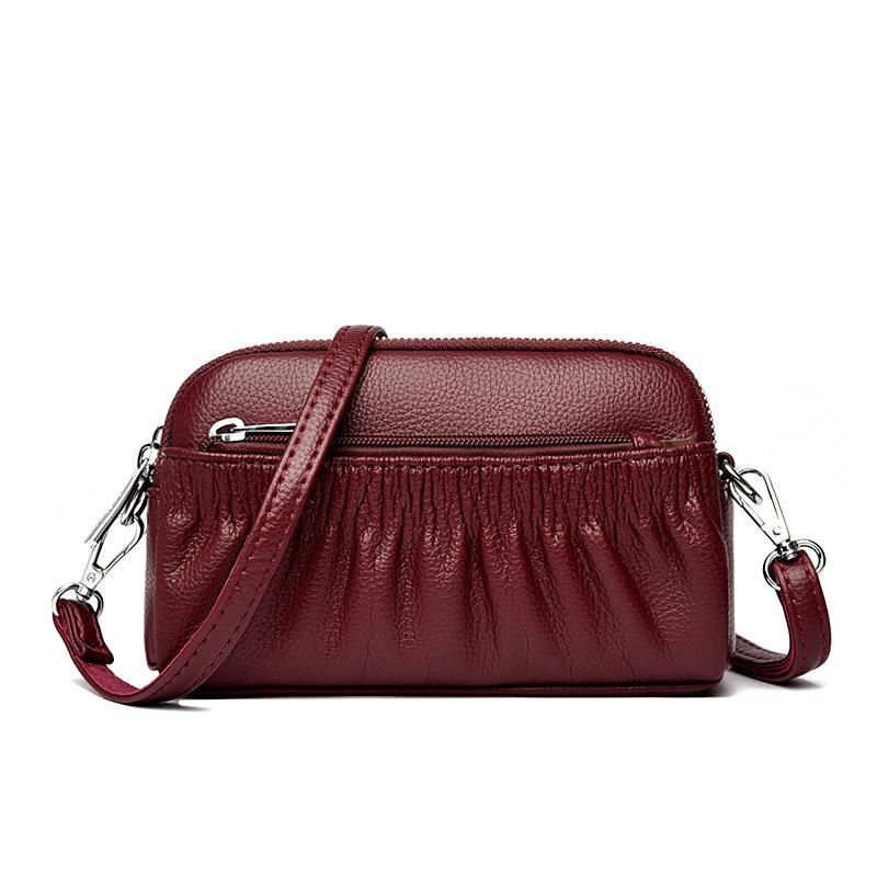 Modische Single-Shoulder Crossbody Clutch Weiches Leder Plissiert Retro Wolke Mama Tasche