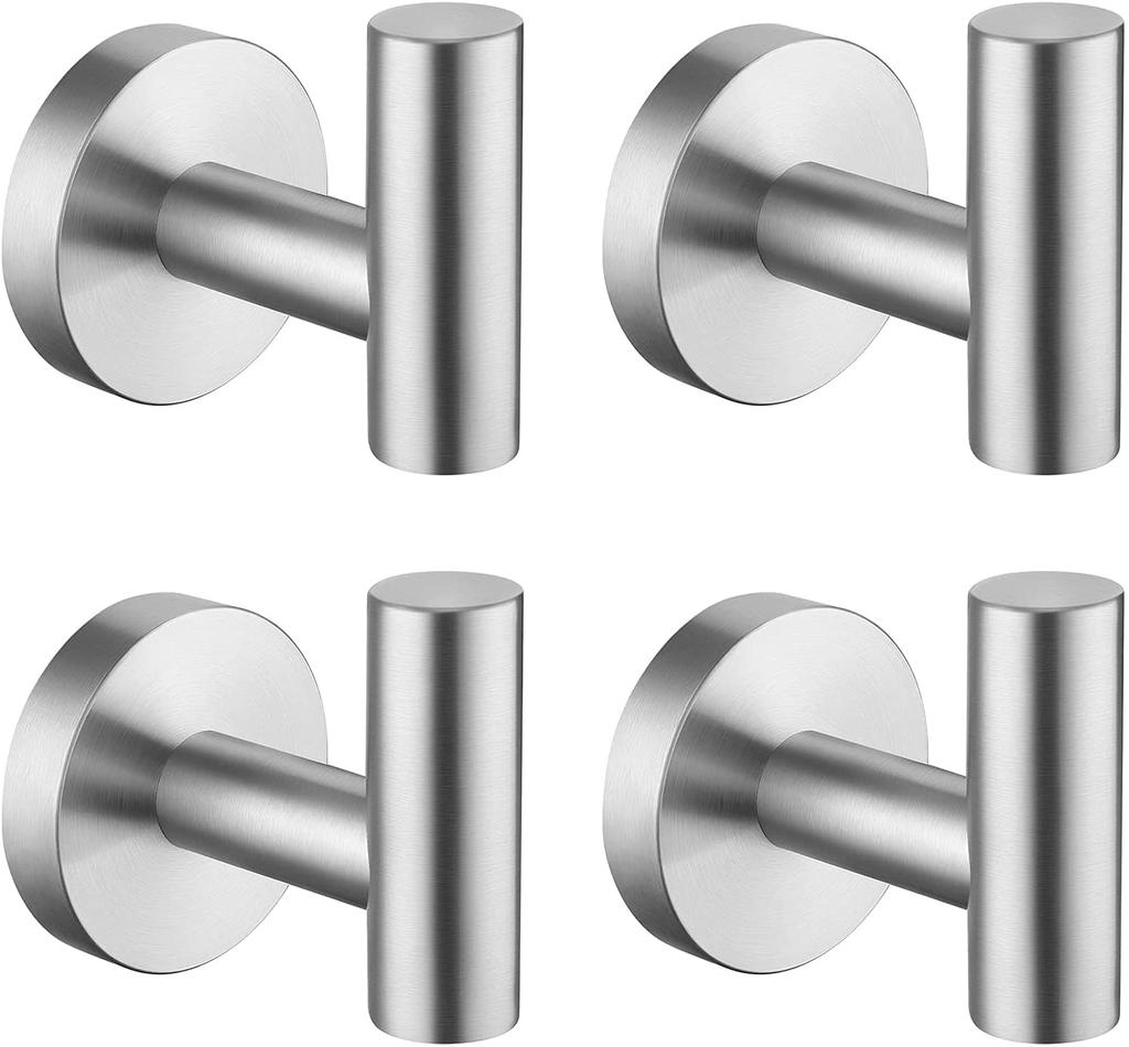 High Quality 4 PCS Set Heavy Duty Decorative Wall Hooks Rustproof Bathroom Towel Hook Stainless Steel Hat Coat Hook