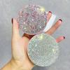 Rhinestone Luxe Flip Powder Case - Portable Loose Powder Dispenser and Storage Box
