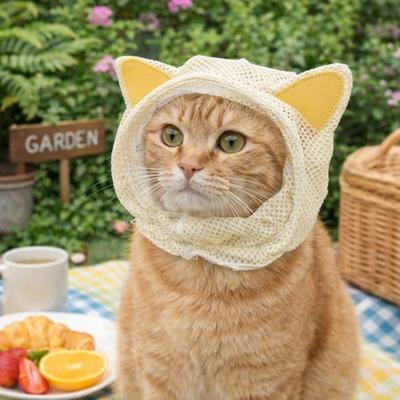 Anti Scratch Pet Breathable Hood Adjustable Drawstring Anti Stuffiness Cats Head Cover Comfortable Anti Licking Cover