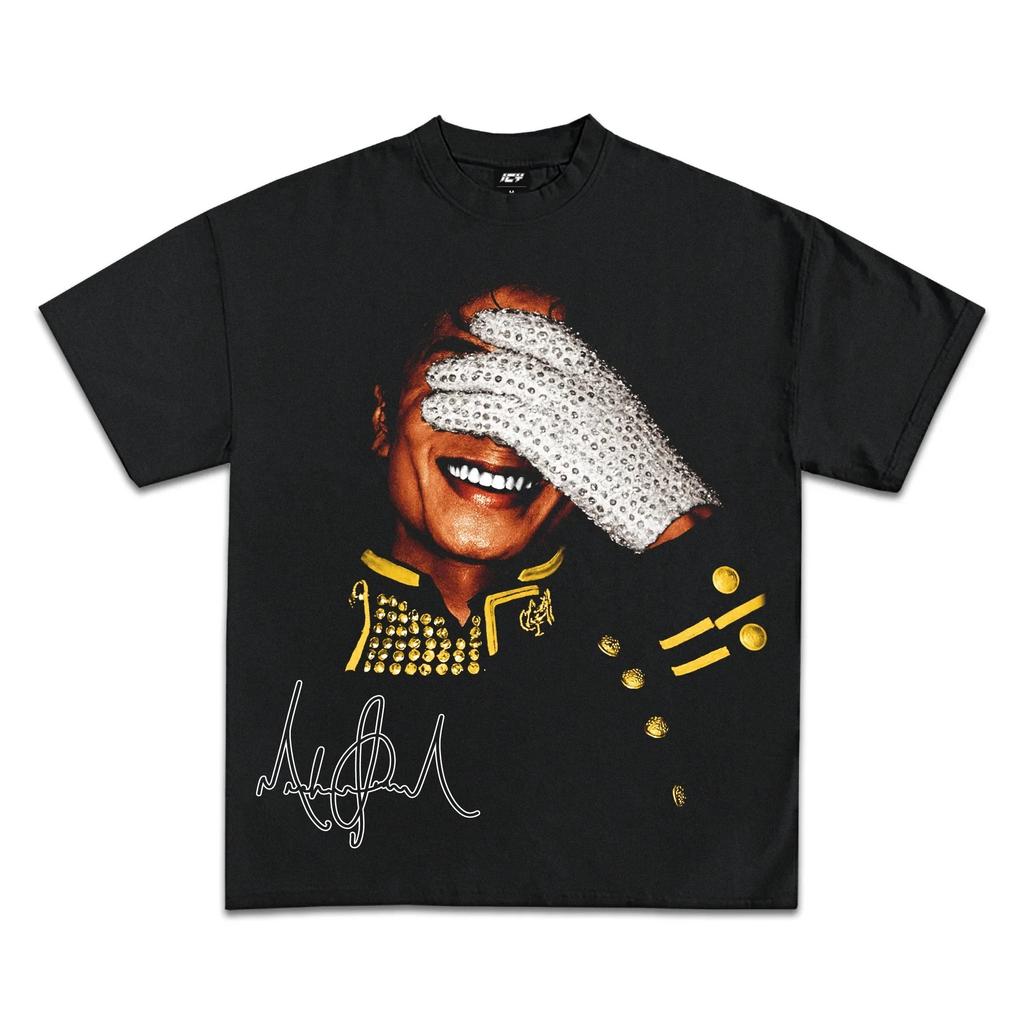 T-shirt Stampata Michael Jackson Estate 2026 Unisex Donna Cotone Puro Larga Moda Hiphop Oversize T-shirt Regalo per Fan T-shirt