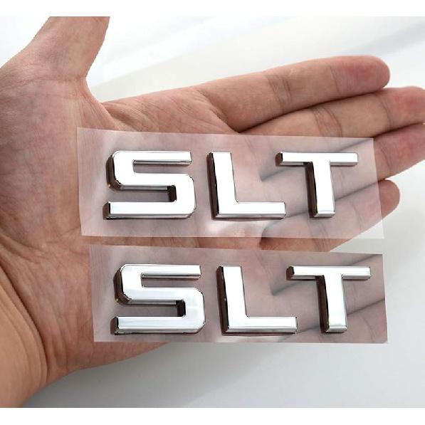 Pair SLT Emblem 3D Badge Adhesive Back Letter Nameplate Replacement For Sierra Yukon Canyon 1500HD 2500HD 3500HD (Chrome)
