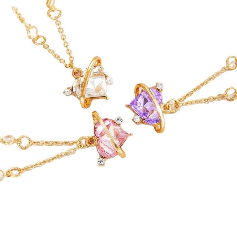 

Set of 3 Heart Pendant Necklace Trendy Women Accessory Alloy Texture Chain Jewelry for Casual and Special Occasion 1