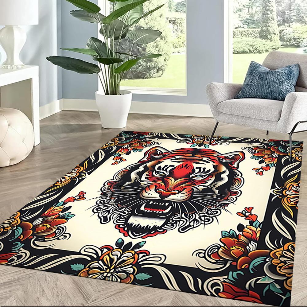 Tattoo Stil 25 Fußmatte Büro Teppich Design für Eingangsbereich Schlafsaal Spielzimmer Balkon Rutschfester Teppich Büro Heimdekor