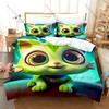 Divertente Set Biancheria da Letto Gatto Alieno Verde, Copripiumino e 2 Federe, Divertente Motivo Creatura Tessuto Traspirante Tutte le Stagioni