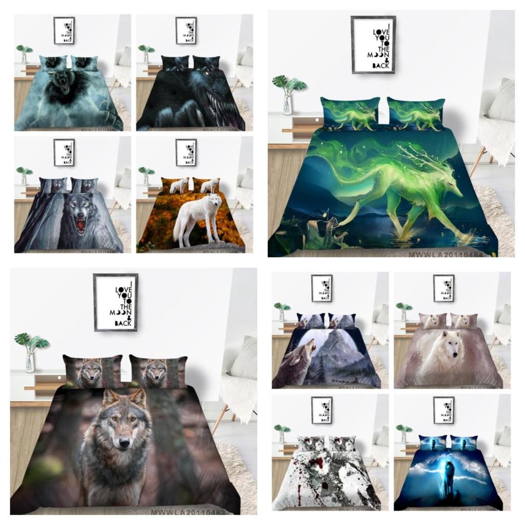 2023 New Style Wolf Print Bed Quilt Cover Comforter Duvet Covers Breathable Kids Friend Gift Cool Creative Home Decor Washable Bedclothes