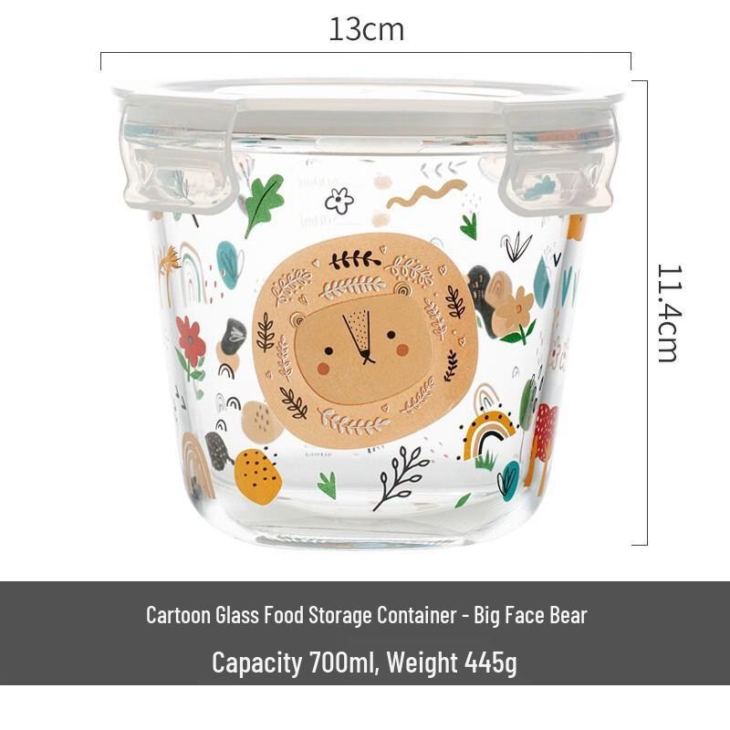 ZISIZ Cartoon Fresh-Keeping Glass Bowl with Scale