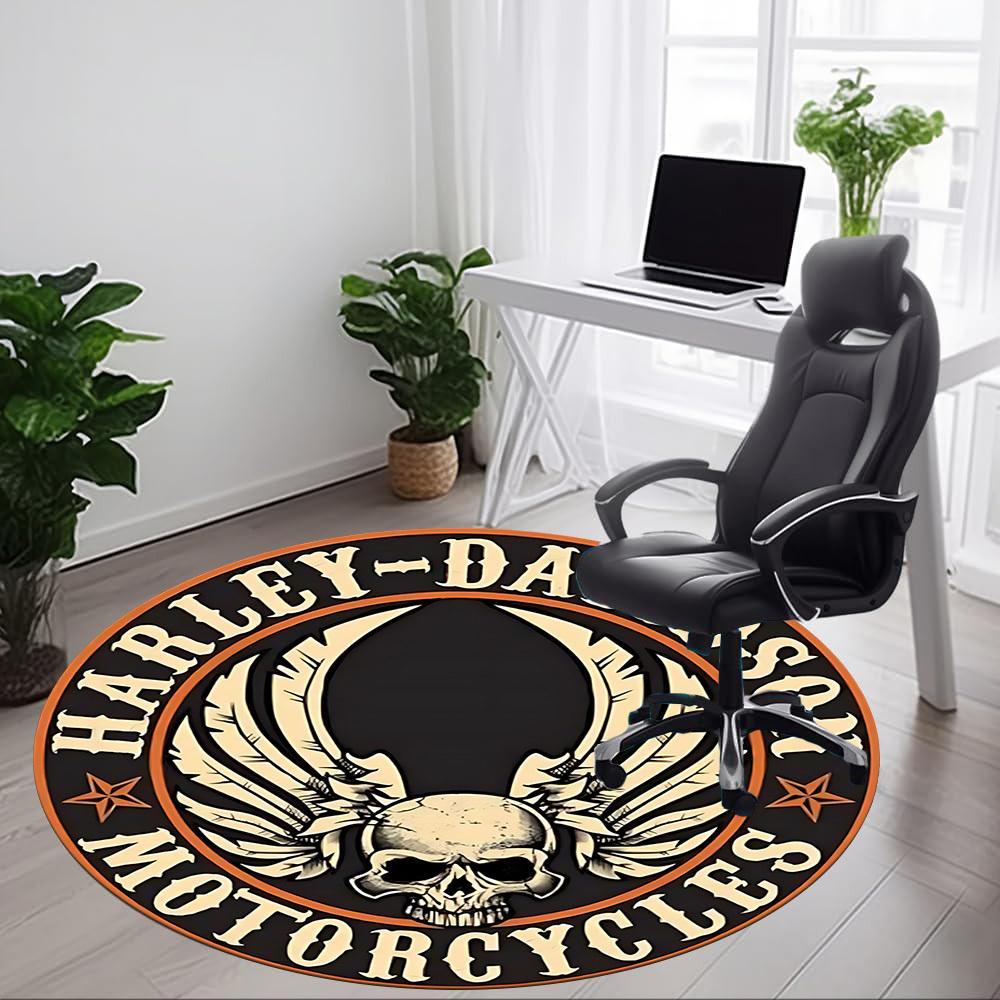 1ks Motocyklový Lebka Kancelářský Kulatý Koberec, Pod Kancelářské Židle Ložnice Obývací Pokoj Domácí Dekorace, Dekorace Místnosti