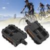 Vintage Folding Mountain Bike Pedals Nylon Non-Slip Bicycle Foot Rest Cycling Parts(Black )