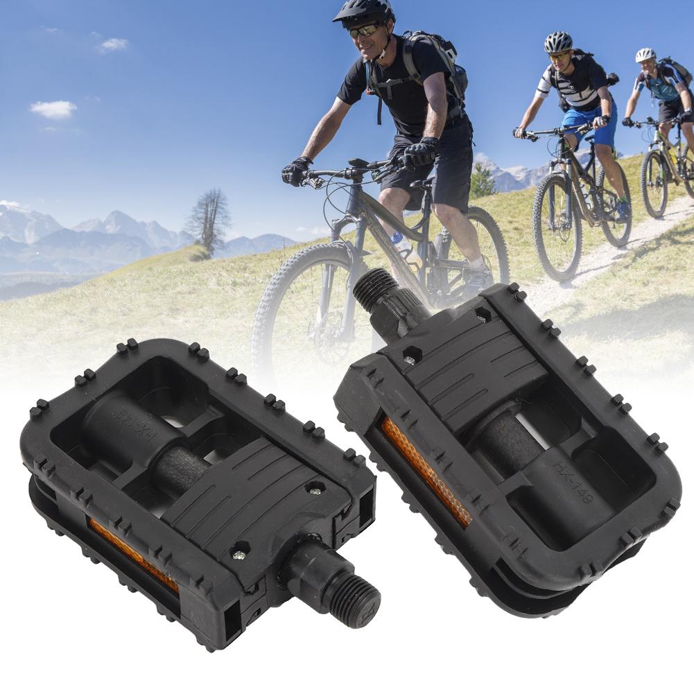 Vintage Folding Mountain Bike Pedals Nylon Non-Slip Bicycle Foot Rest Cycling Parts(Black )