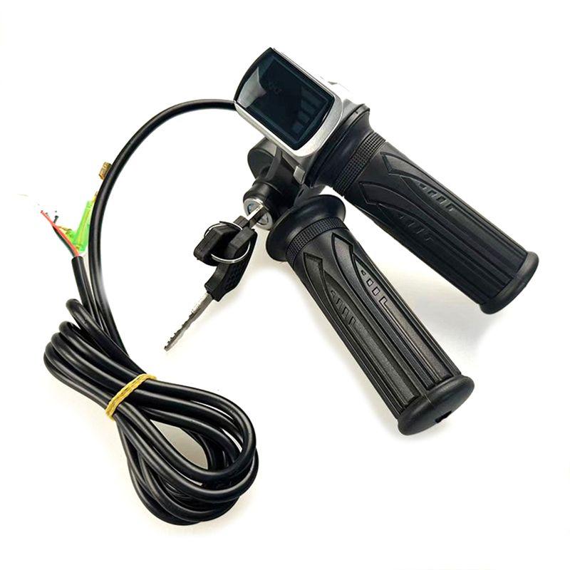 NEW HOT In Stock-For Electric Scooter Bike Parts- 48V Throttle Handlebar Grip Power Speed Rotary With Key With LCD Battery Displ