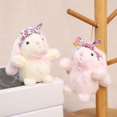 Mini-Hase Plüsch Schlüsselanhänger Weiches Stofftier Hase mit Blumenstirnband & Schleife Niedlicher Anhänger für Taschen Rucksäcke Schlüssel Dekorative Geschenk für Kinder & Tierliebhaber