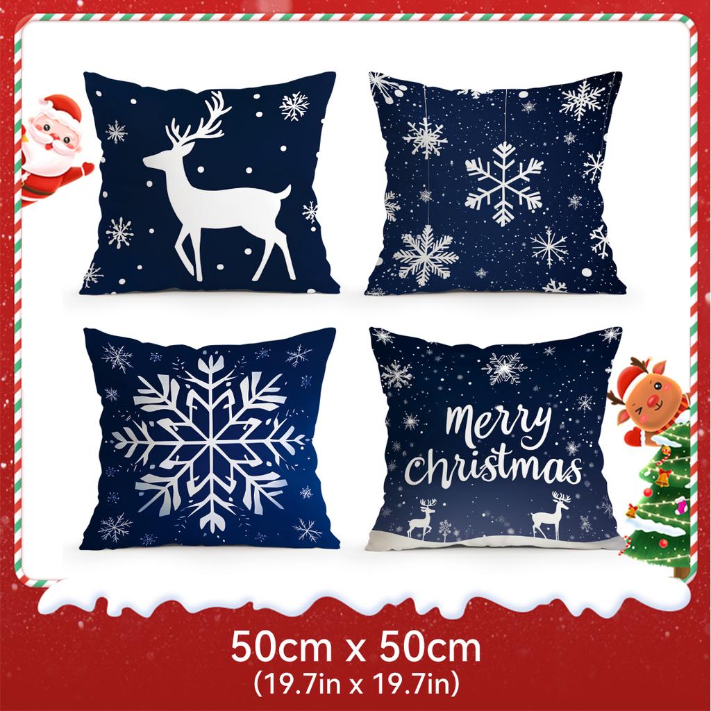 Christmas Snowflake Pillowcase Bedroom Sofa Cushion Cover 100% Polyester Living Room Soft Cushion Pillowcase Home Decor