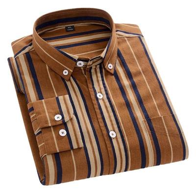 Camicie eleganti da uomo a maniche lunghe a righe abbottonate Camicie casual vintage traspiranti in cotone sciolto Camicia elegante da uomo in Oxford solido