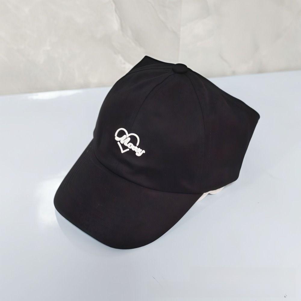 Solid Color Heart Embroidered Baseball Hat Breathable Visor Cap Parent-child Cap For Women Kids