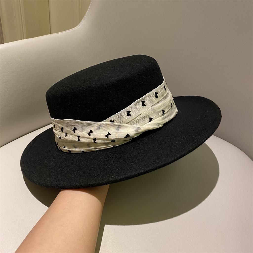 Autumn Winter 100% Wool Hat Bell Hat Women's French Elegant Retro Hepburn Autumn and Winter Celebrity Pearl Wool Felt Bucket Hat