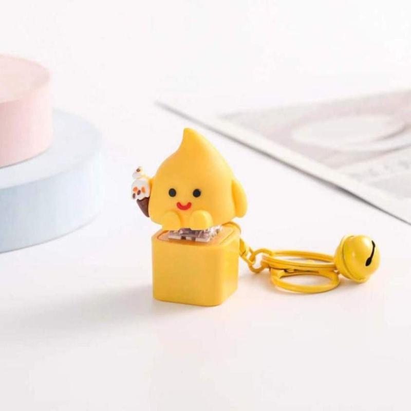 Yellow Chick Wooden Fish Keyboard Keychain Luminous Electronic Mechanical Keyboard Keychain Axle Tester