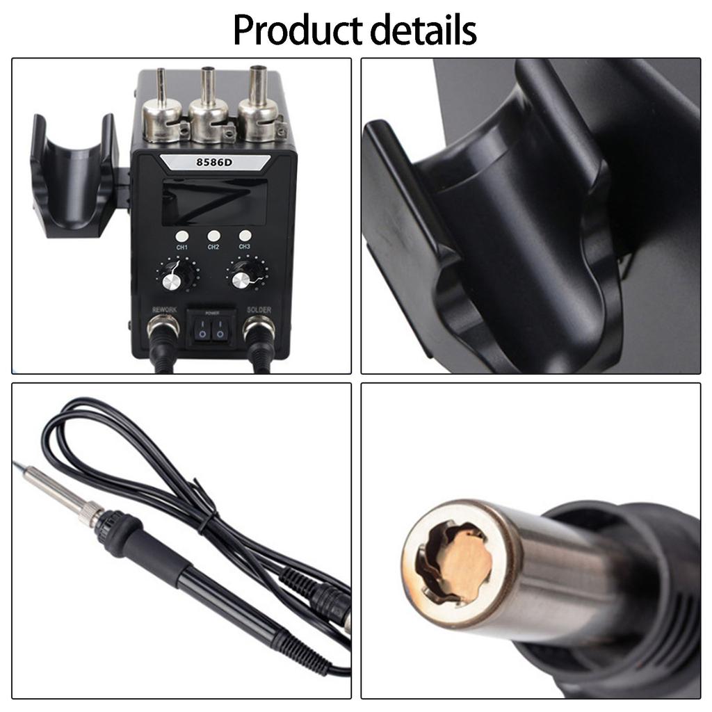Hot Air Rework Station Soldering Station Digital Double Display Temperature Control 100°C to 450°C for Electronics