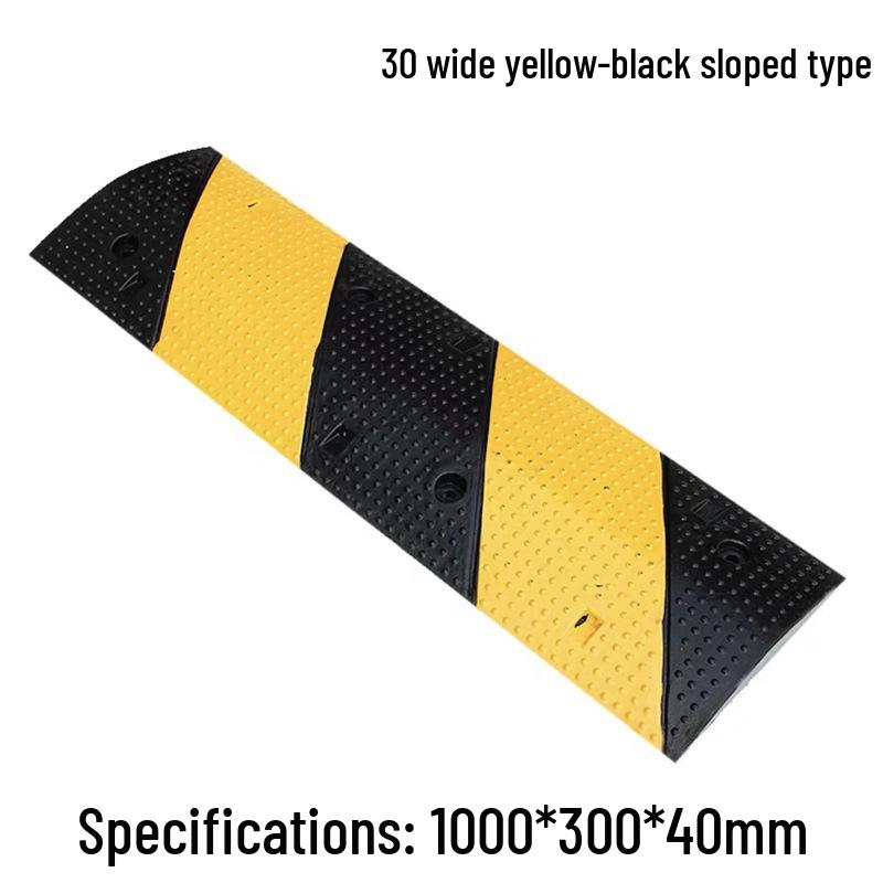 2cm High Mini Rubber Speed Bump and Bicycle Buffer with Yellow-Black Stripes for Parking Space Division