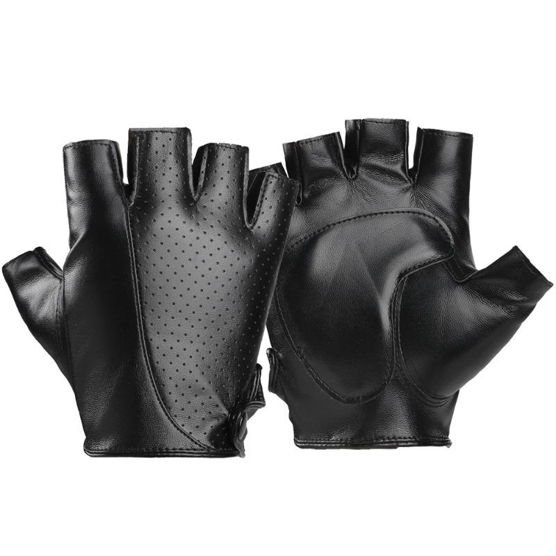 

Кожаные перчатки Мужские короткие перчатки Для вождения Велоспорта Активного отдыха Уличных выступлений Дышащие Локомотивные Фитнес Перчатки без пальцев one size fits all чёрный