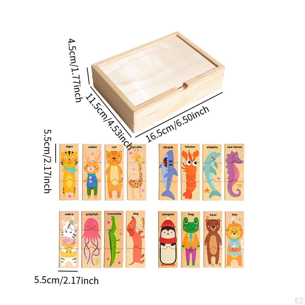 Quebra-cabeças de Correspondência de Madeira Brinquedos de Aprendizagem Precoce com Estojo de Armazenamento Jogos Educacionais de Desenvolvimento Cubo