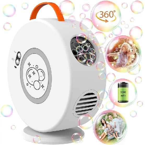 Bubble Machine Automatic Bubble Blower for Kids Toddlers Rechargeable Battery Portable Bubble Maker Electric Bubble Machine Auto Rotating 90°/360°