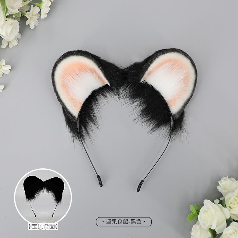 Handmade Plush Animal Ear Headband Cosplay Anime Convention Cute Squirrel Hamster Hair Accessory Unisex