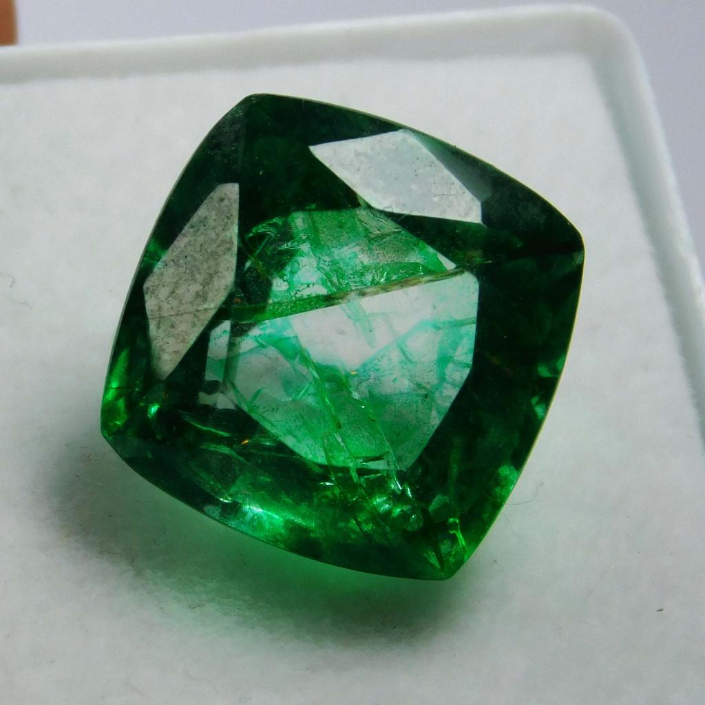 9 Ct Natural Emerald Square Cushion CERTIFIED Green Colombian Loose Gemstone