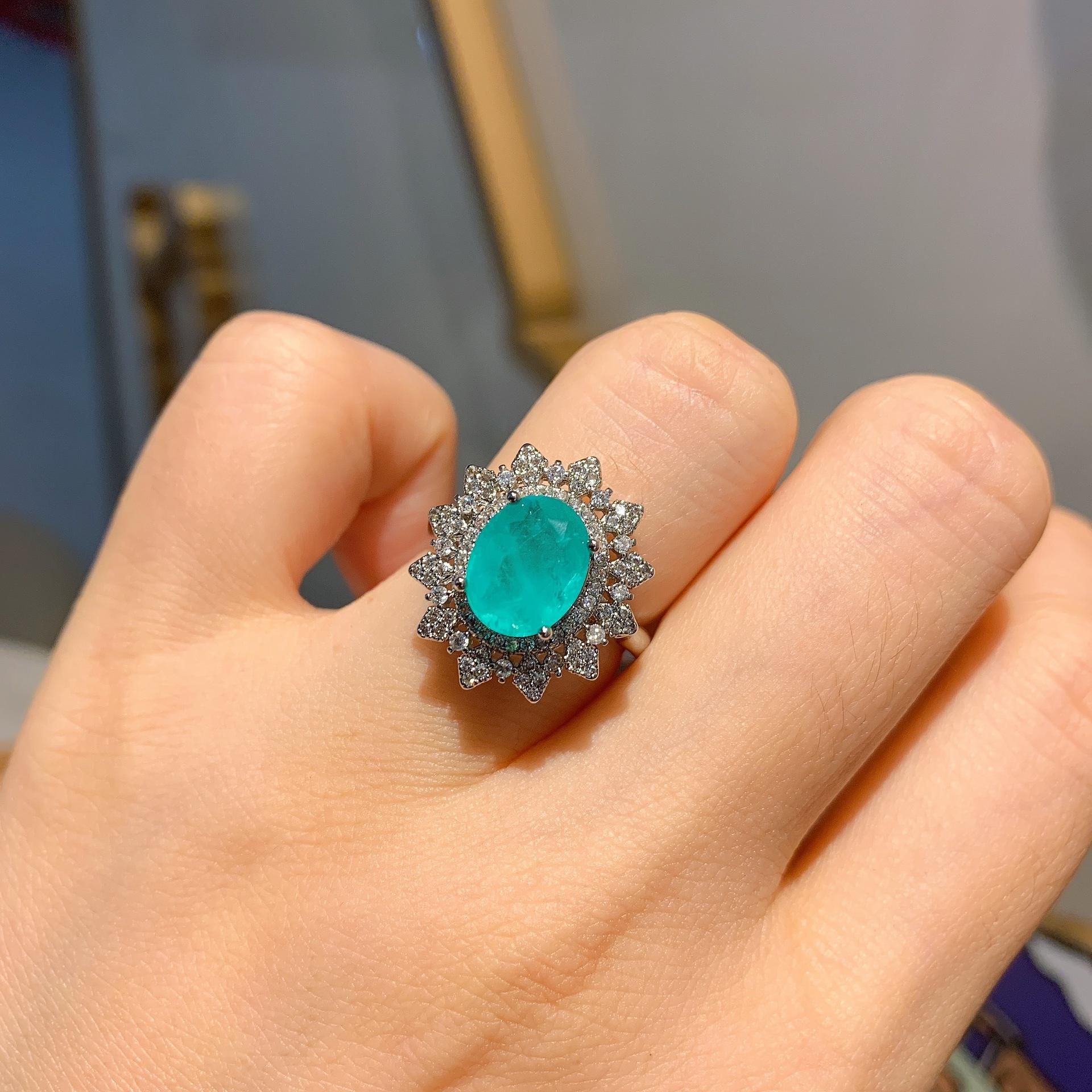 

Круглый имитация Параиба комплект кулон ожерелье кольцо серьги свадебные украшения комплект из трех предметов